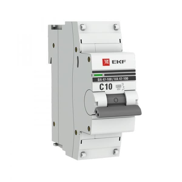 EKF PROxima ВА 47-100 Автоматический выключатель (С) 1P 10А 10kA mcb47100-1-10C-pro — миниатюра 1