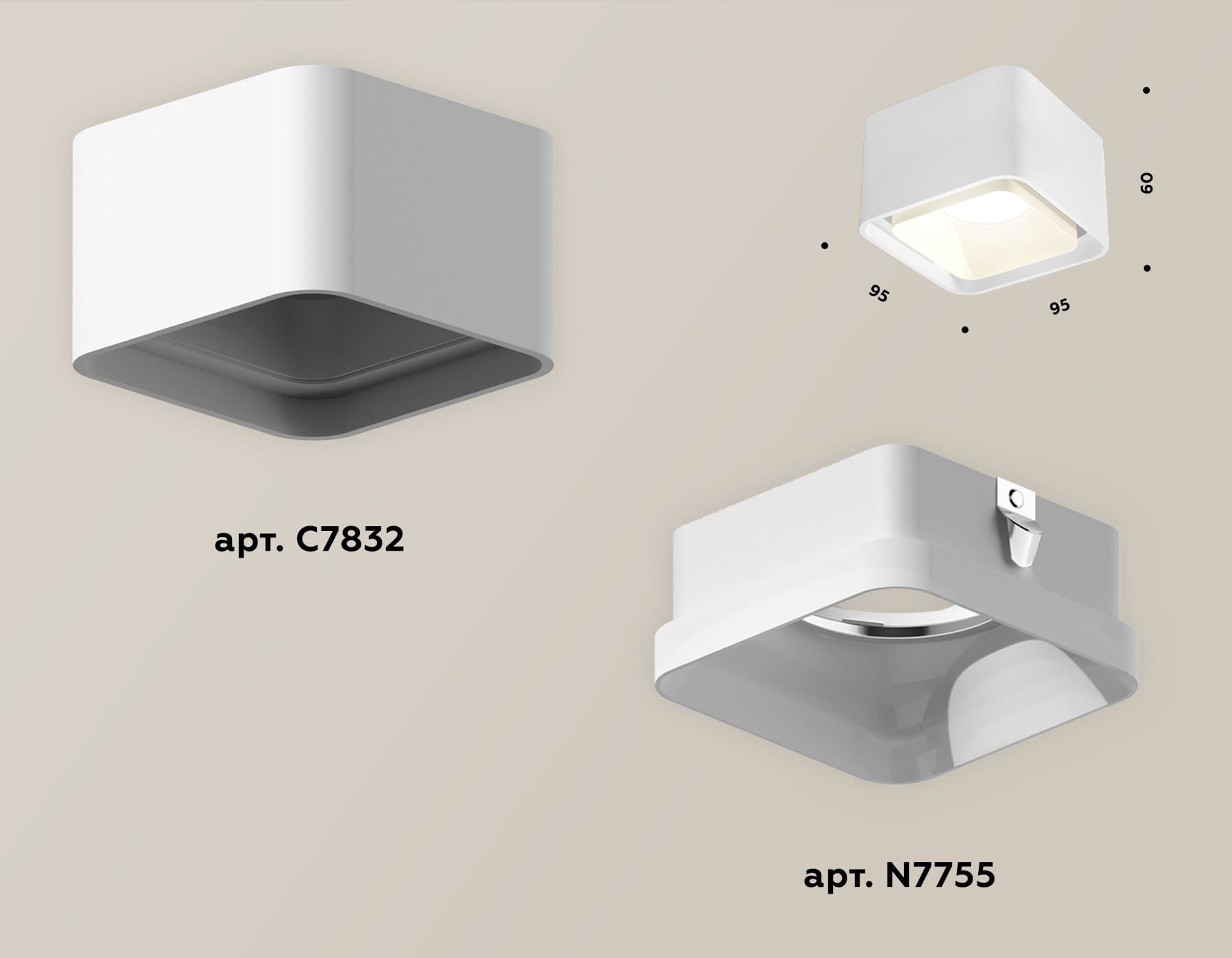 Ambrella Комплект накладного светильника с акрилом XS7832021 SWH/FR белый песок/белый матовый MR16 GU5.3 (C7832, N7755) — миниатюра 2