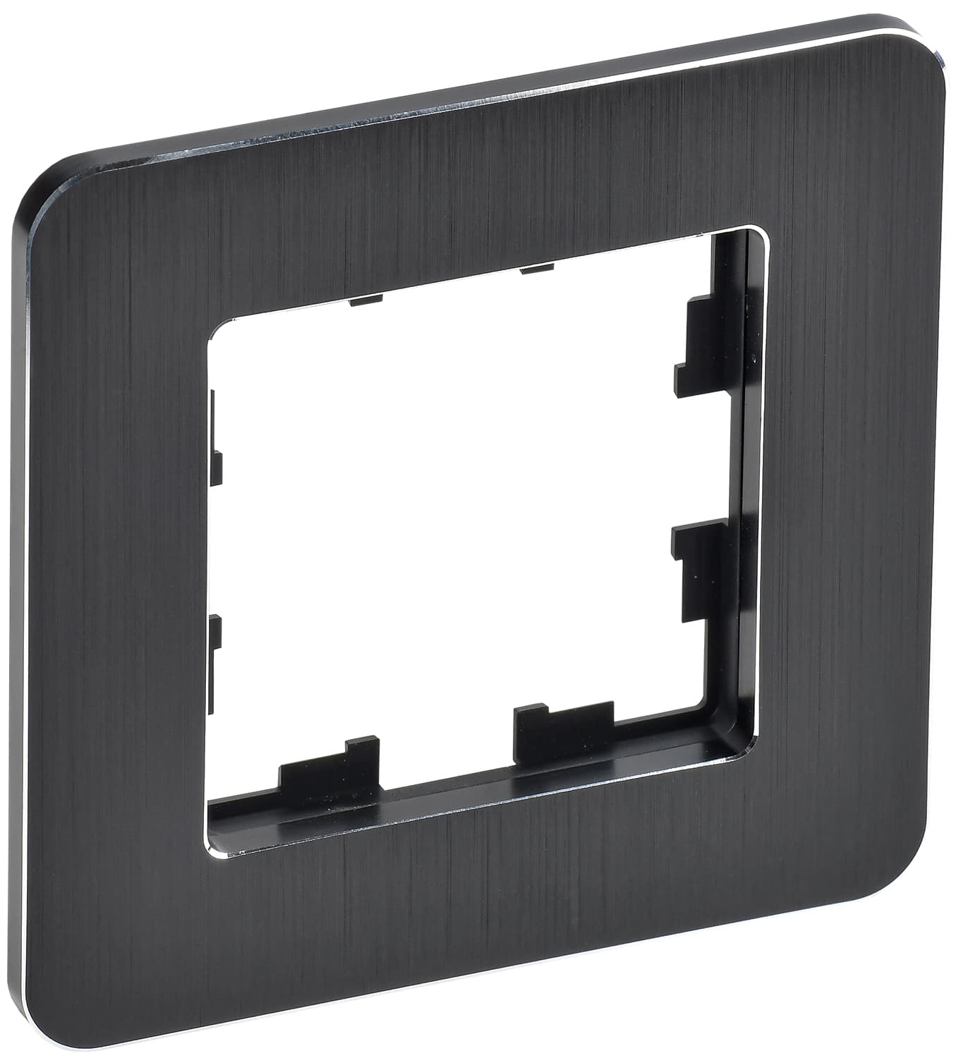 IEK BRITE DECOR  Черный/алюм металл. скругл.угол Рамка 1-м РУ-1-1-Бр RE AL