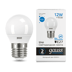 Gauss Лампа Elementary Шар 12W 950lm 6500K Е27 LED 53232