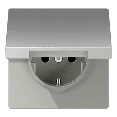 JUNG SCHUKO®-розетка 16 A / 250 B ~ с защитой от детей и крышкой, алюминий AL1521KIKL