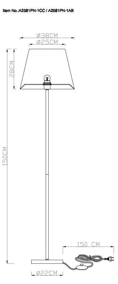 Arte Lamp A2581PN-1AB Торшеры с одним плафоном — миниатюра 2