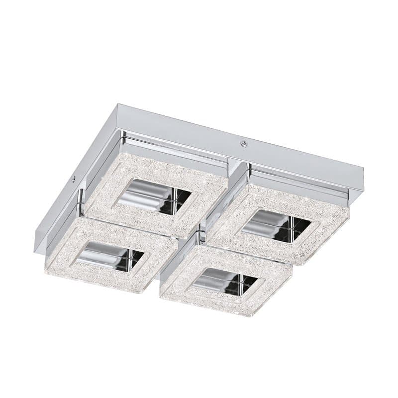Eglo Светильник LED настенно-потолочный FRADELO, 4х4W(LED), 280х280, сталь, хром/пластик с кристал., хром, прозрач. 95657
