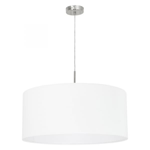 Eglo Подвес PASTERI, 1х60W (E27), Ø530, никель матовый/текстиль, белый 31575 — миниатюра 1