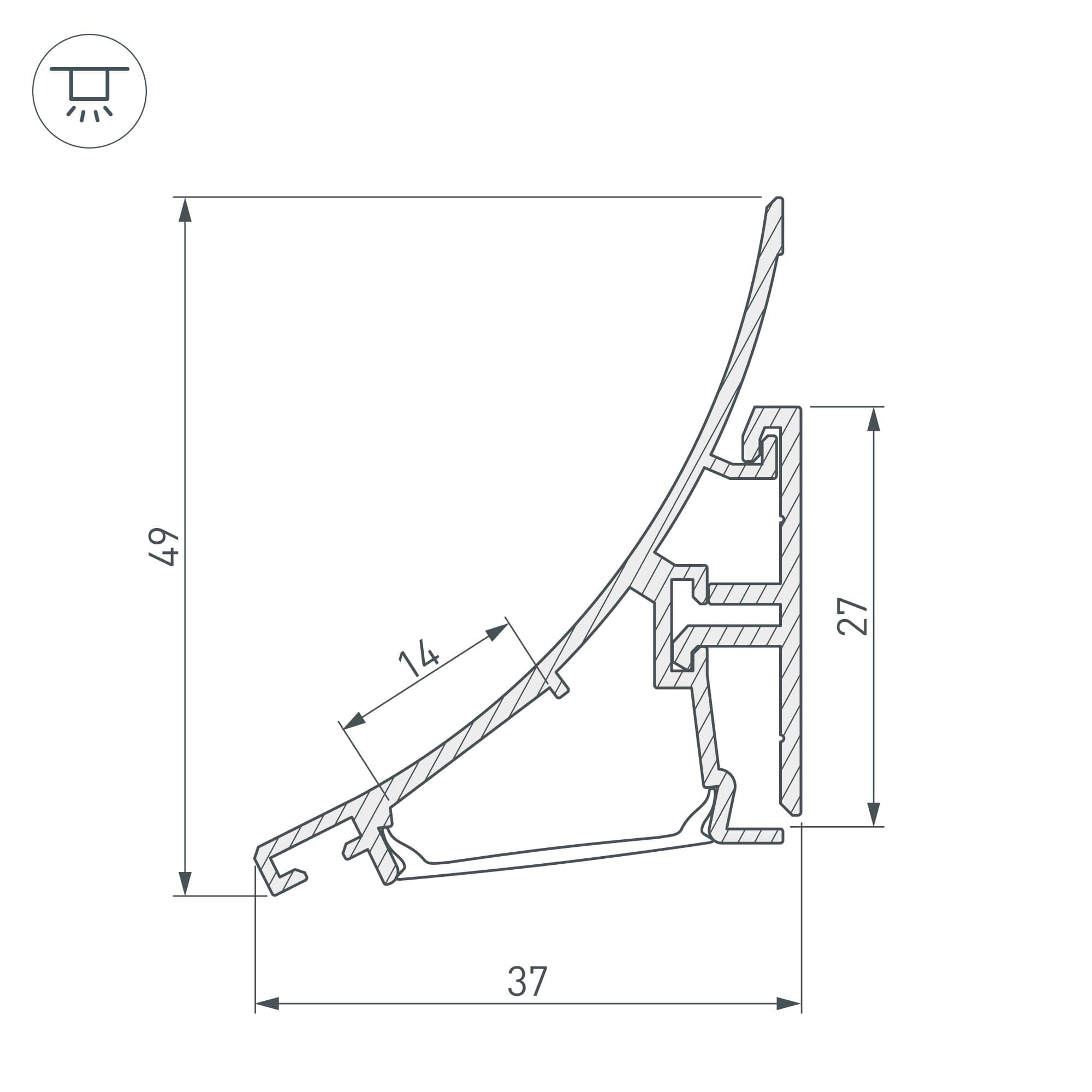 Arlight Профиль KARNIZ-R-2000 ANOD (Алюминий) 021649 — миниатюра 2