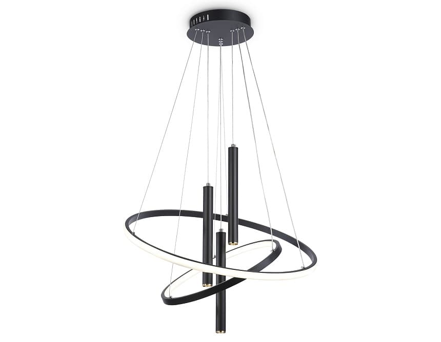 Ambrella Подвесной управляемый светодиодный светильник FL5372/2+3 BK черный 93W 3000K/4200K/6400K+4200K D600/400*1200 (ПДУ ИК)