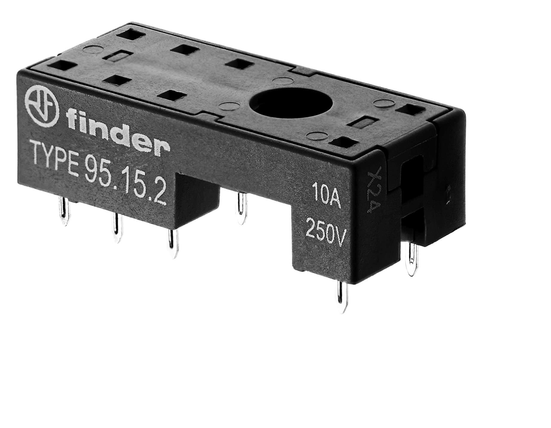 Finder Розетка для монтажа на плате для реле 41.52, 41.61, 41.81; в комплекте пластиковая клипса 095.42; версия: черный цвет (заказ минимум/кратно 100 951520SLA