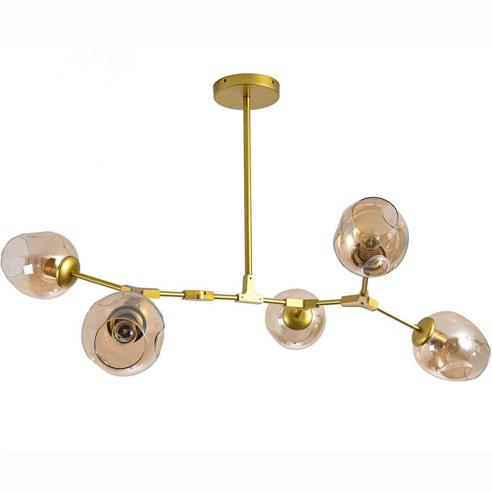 Kink Light 07512-5,33 Люстра Нисса матовое золото (медовые плафоны)  w108*80 h45/65 E27 5*40W — миниатюра 2