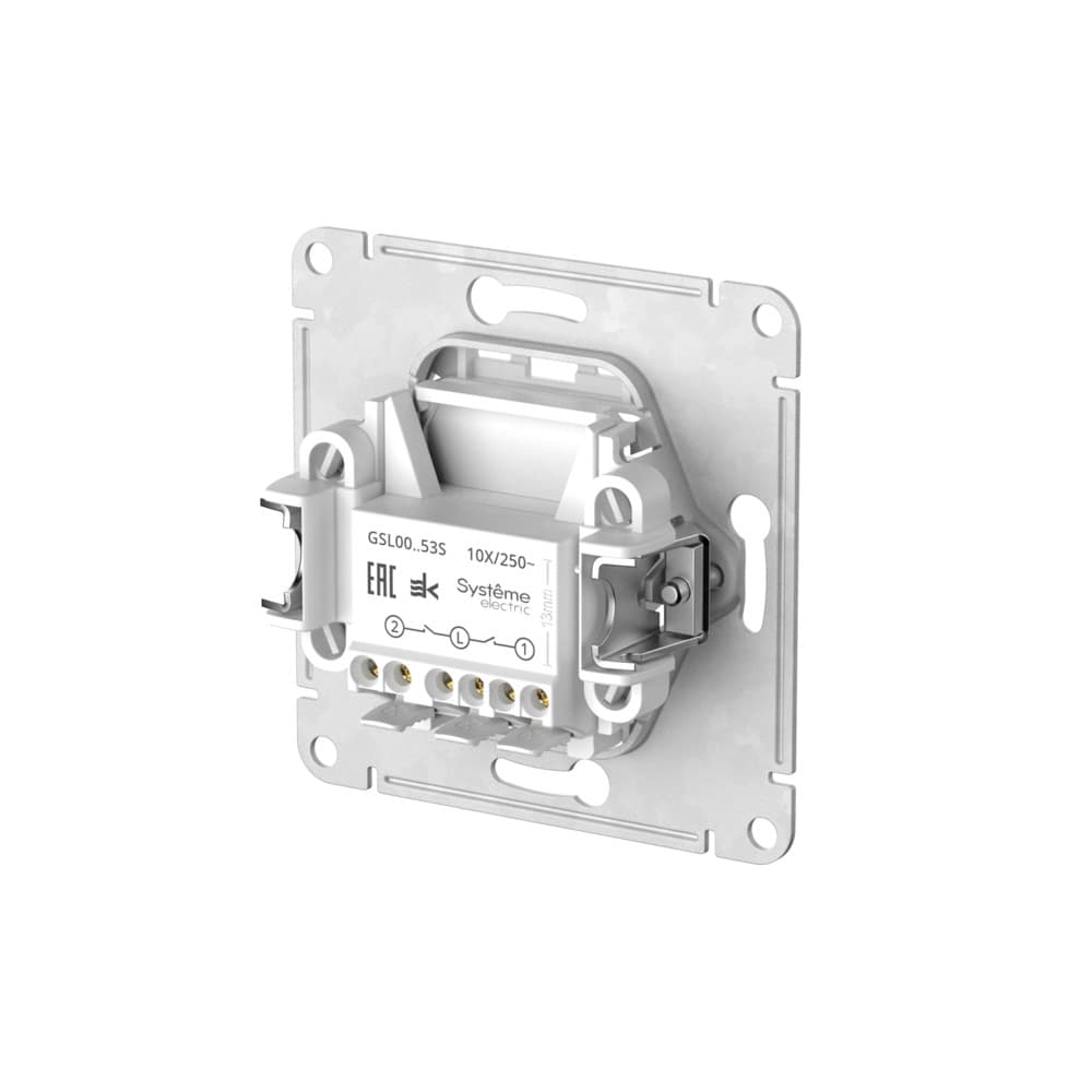 Systeme Electric Glossa Бежевый Выключатель 2-клавишный с подсветкой, сх.5а, 10АХ, мех., быстрозажим. клем. — миниатюра 3