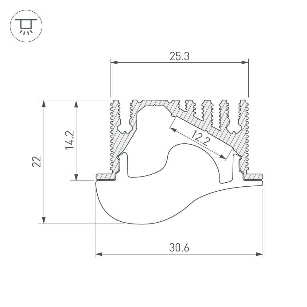 Arlight Профиль с экраном ALU-ASYMETRIC-2000 ANOD+FROST LENS (Алюминий) 019270 — миниатюра 2