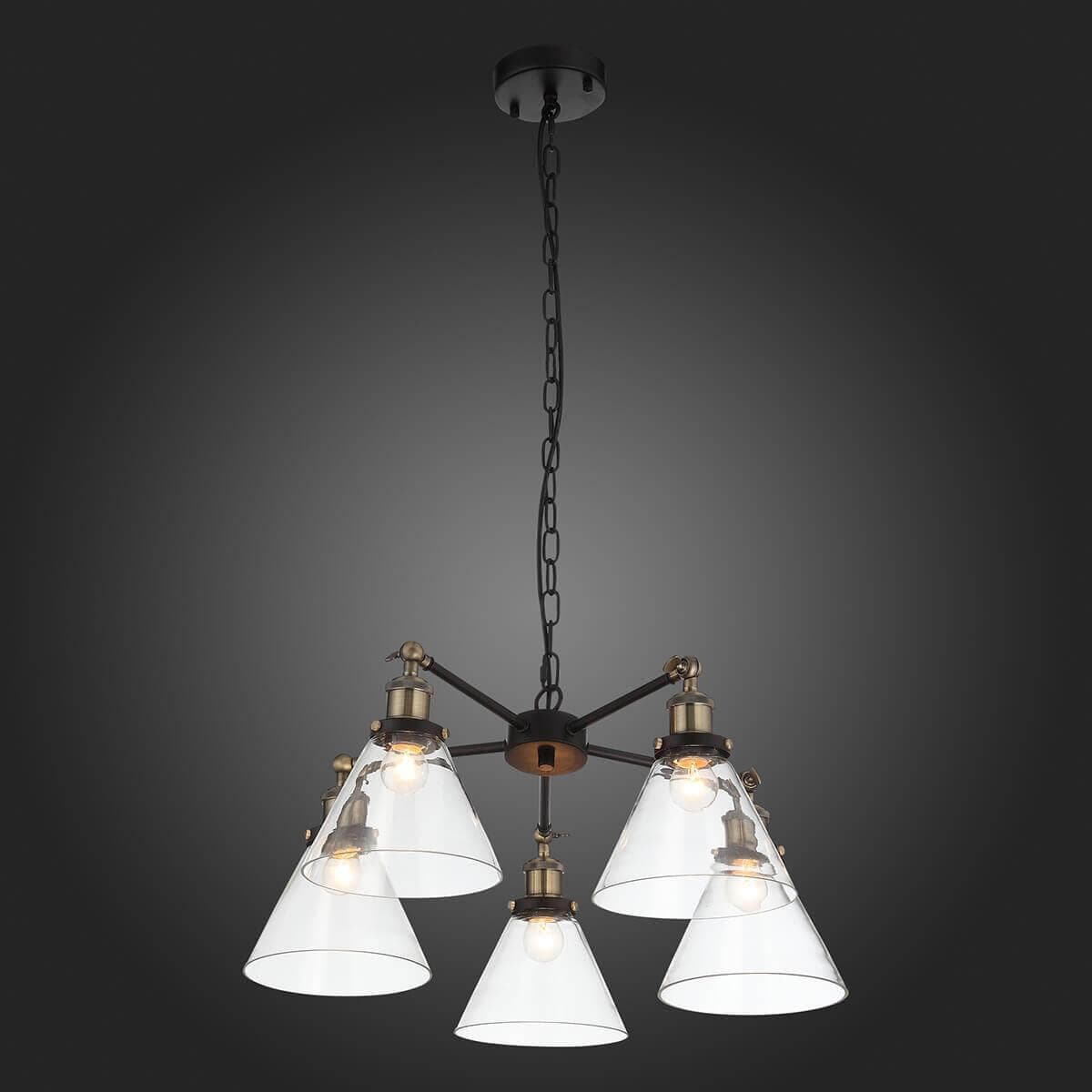 ST Luce SL237.413.05 Люстра подвесная Черный, Матовое золото/Прозрачный E27 5*60W — миниатюра 3