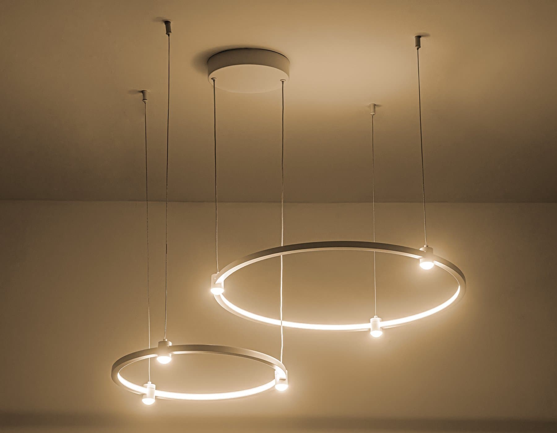Ambrella Светильник подвесной светодиодный FL5521/2+6 WH белый 45W 3000K/4200K/6400K D600/400*1300 (без ПДУ) — миниатюра 4