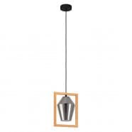 Eglo 99701 Подвесной потолочный светильник (люстра) VIGLIONI, 1x40W, E27, L230, B165, H1100, сталь/дерево/стекло, черный/коричневый/серый