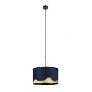Eglo 39973 Подвесной потолочный светильник (люстра) CASUARITA, 1x40W, E27, H1500, Ø380, сталь, черный/текстиль, синий, золотой
