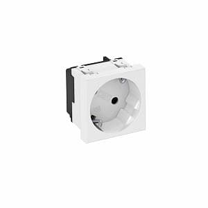 OBO Bettermann Розетка силовая 33° одинарная 2К+З, 1 модуль Modul45, 45х45 мм, со шторками 16А 250В белая 6120072 — миниатюра 2