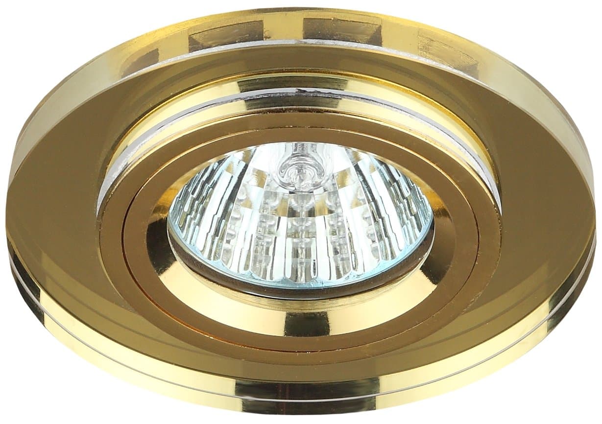 ЭРА DK7 GD/YL Золото/желтый Светильник декор стекло круглое MR16,12V/220V, 50W C0043794