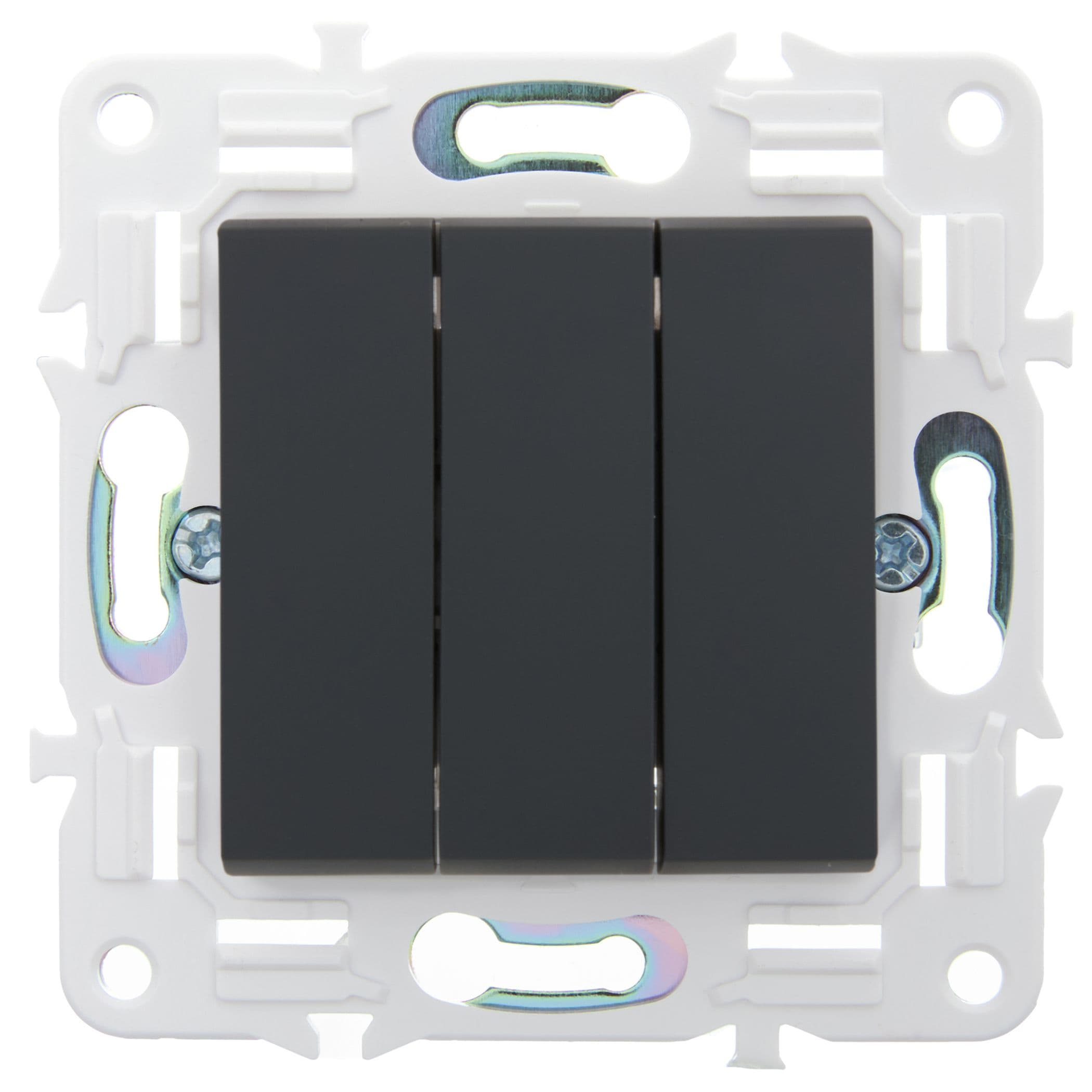 IEK SKANDY Графит Выключатель 3-клавишный 10А SK-V11G — миниатюра 2