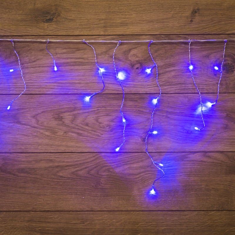 NEON-NIGHT Гирлянда Айсикл (бахрома) светодиодный, 1,8 х 0,5 м, прозрачный провод, 230 В, диоды синие 255-013