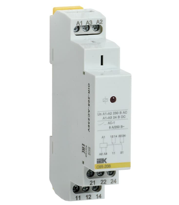 IEK ONI Промежуточное реле OIR 3 контакта (8А) 230 В AC — миниатюра 2