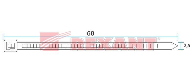 Хомут nylon 60 x 2,5 мм 100 шт чёрный Rexant 07-0061 — миниатюра 4