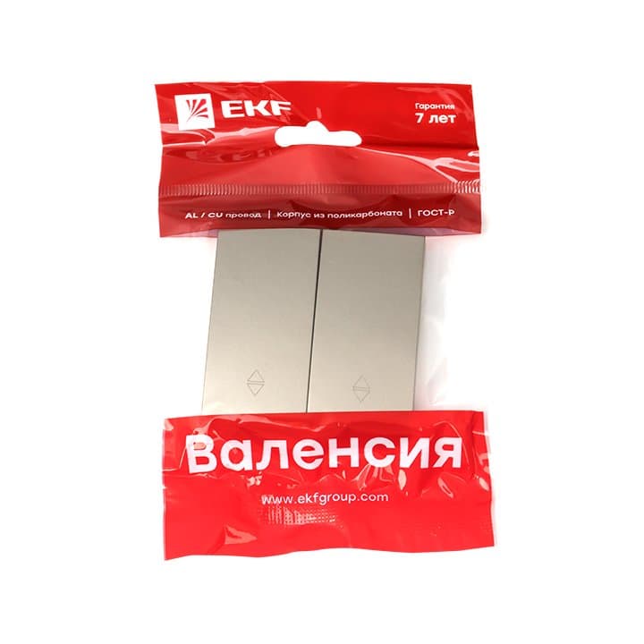 EKF PROxima Валенсия лицевая панель выключателя 2-кл. проходного 10А кашемир — миниатюра 2