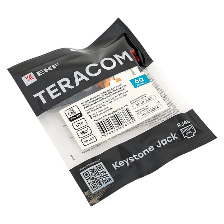 EKF Модуль Keystone TERACOM CS Cat.6A неэкранированный 110 IDC 180 градусов самозажимной (Toolless) оранжевый — миниатюра 8