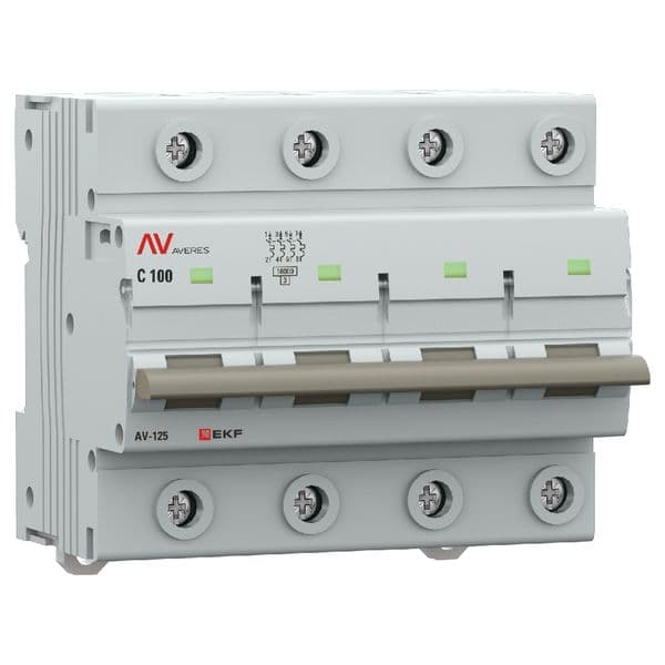 EKF Выключатель автоматический AV-125 4P 100A (D) 10kA AVERES — миниатюра 8