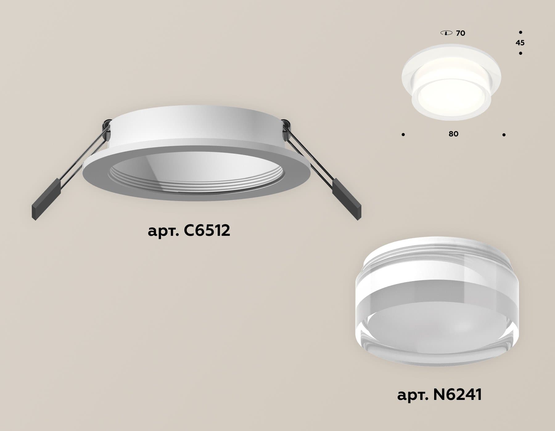 Ambrella Комплект встраиваемого светильника с акрилом XC6512063 SWH/FR/CL белый песок/белый матовый/прозрачный MR16 GU5.3 (C6512, N6241) — миниатюра 2