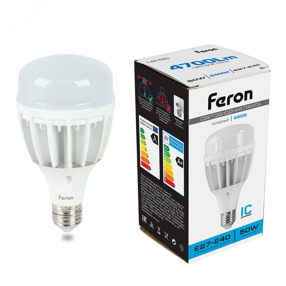 Лампа светодиодная, (100W) 230V Е27-E40 6400K T160, LB-65 FERON