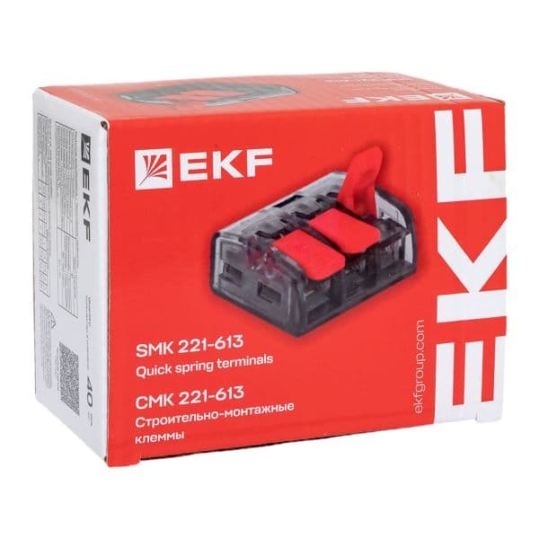 EKF Строительно-монтажная клемма СМК 221-613 с рычагом 3 отверстия 0.5-4.0(6) мм2 PROxima — миниатюра 9