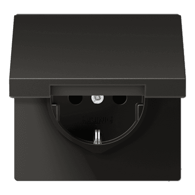 JUNG LS990 Алюминий Розетка штепсельная Schuko 16A 250V с защитой от детей и откидной крышкой AL1520KIKLAN
