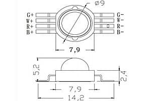 Arlight Мощный светодиод ARPL-4W-EPA-RGBW (350mA) (Emitter) 020332 — миниатюра 3