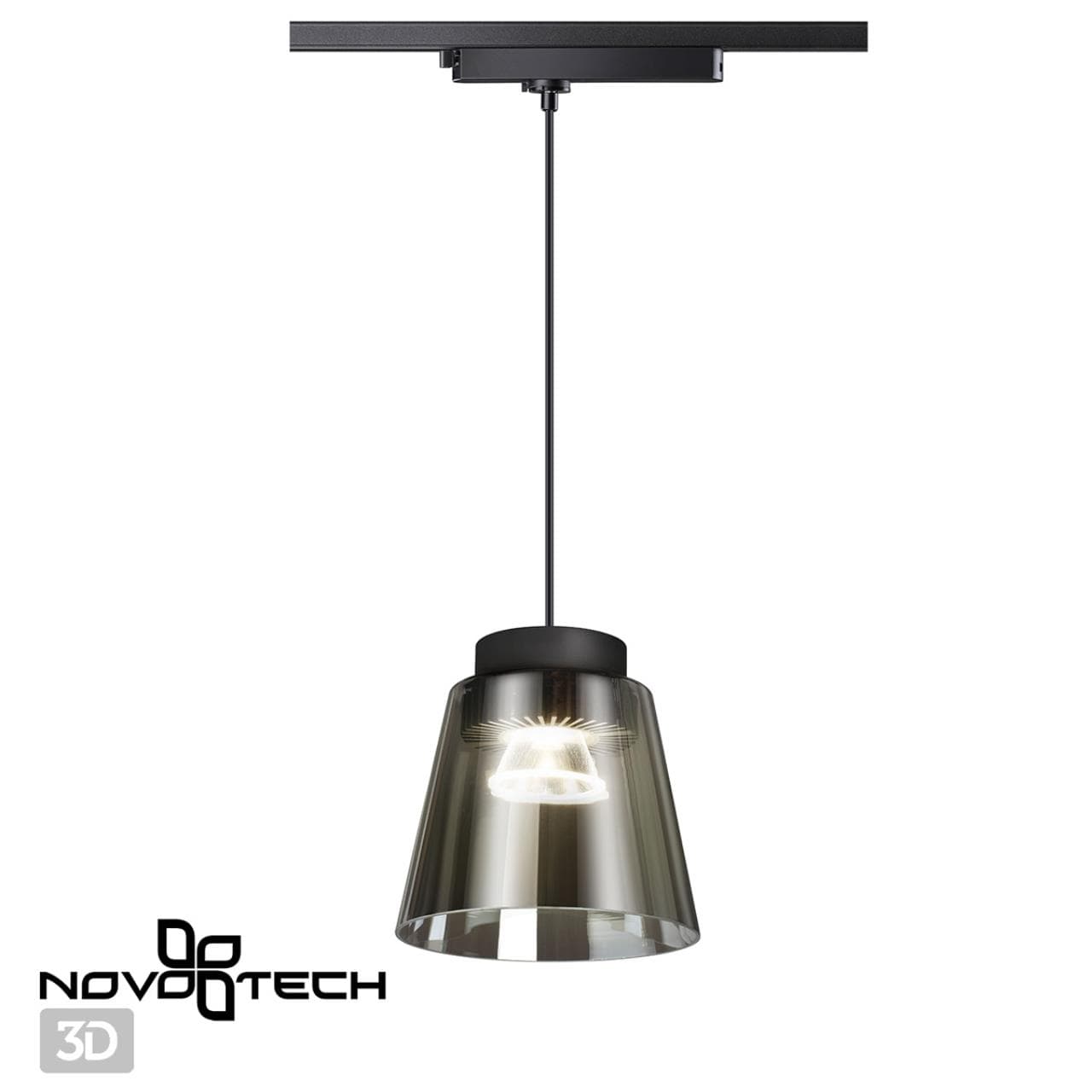 Novotech 358641 PORT NT21 000 корпус черный/плафон дымчатый Однофазный трековый светодиодный светильник, длина провода 1м IP20 LED 4000K 24W 175-245V