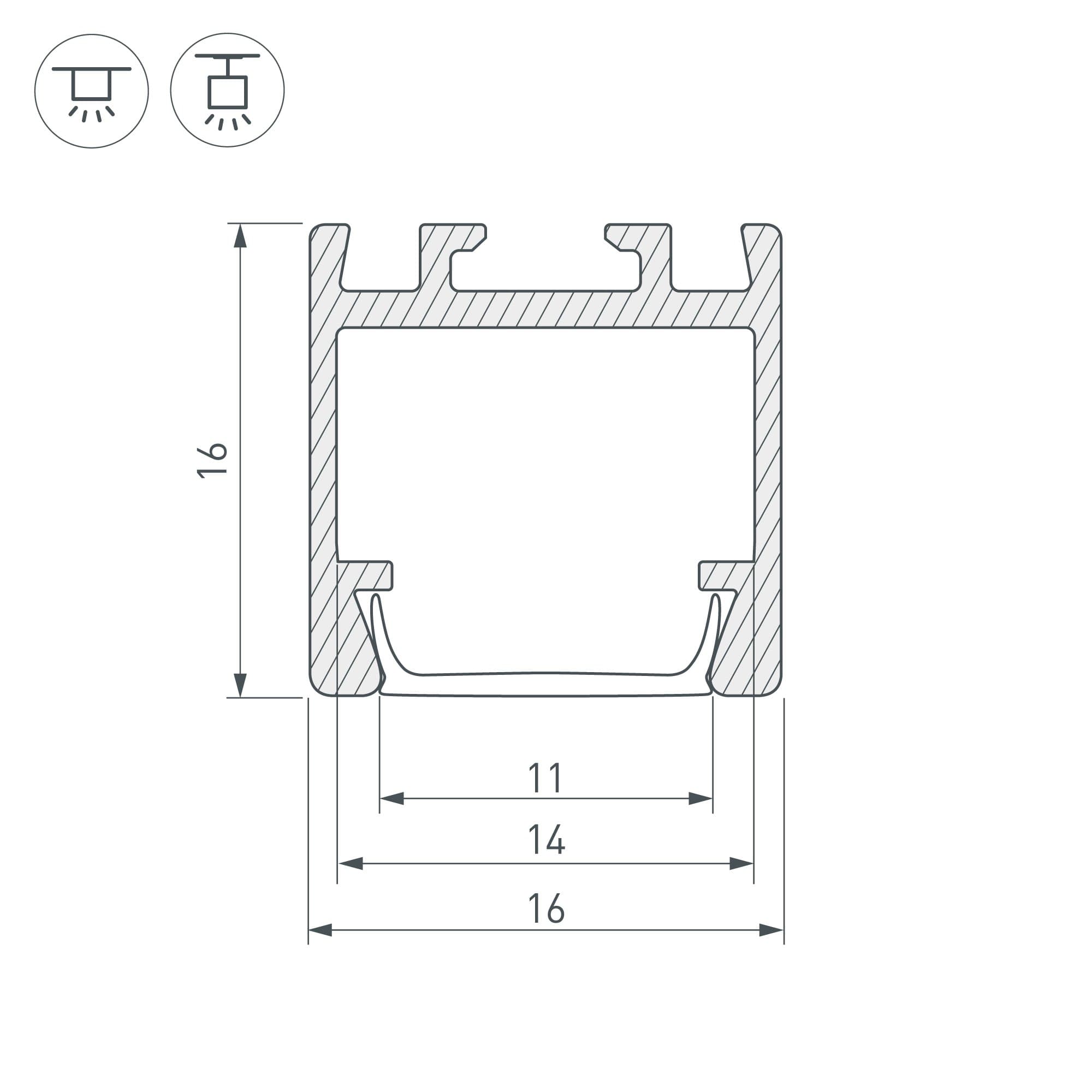 Arlight Профиль PDS-ZM-2000 ANOD (Алюминий) 021648 — миниатюра 2