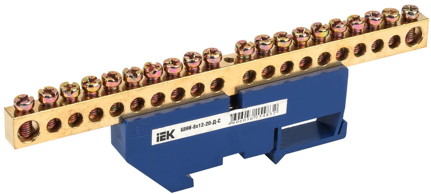 IEK Шина N ноль на DIN-изол ШНИ-8х12-20-Д-С — миниатюра 1