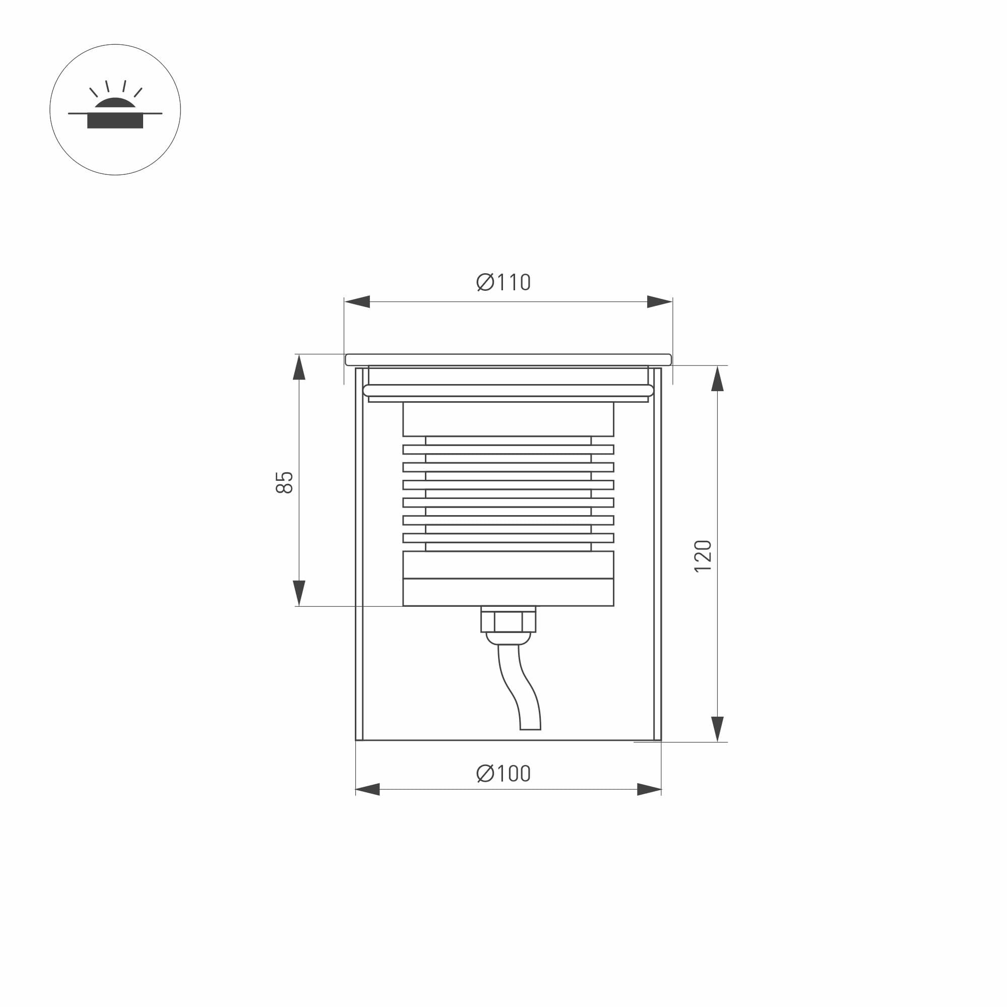 Arlight Светильник LTD-GROUND-R110-15W Warm3000 (SL, 20 deg, 230V) (IP67 Металл, 3 года) 026450(1) — миниатюра 1