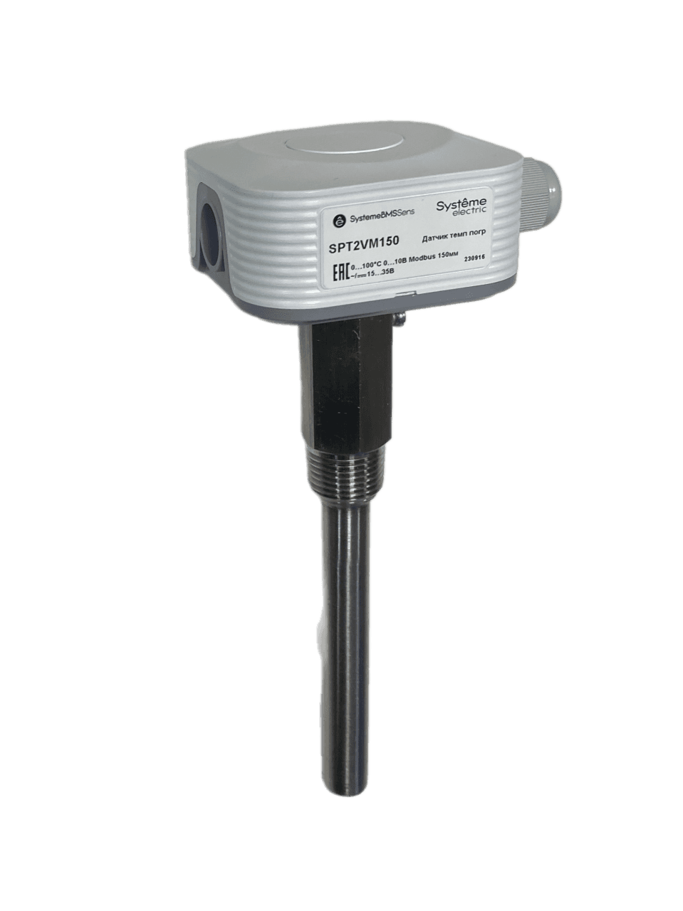 Systeme Electric Датчик температуры погружной, 0…+100°С 0…10В RS485/Modbus 150мм ~24В±20%/=15…35В с гильзой 100мм