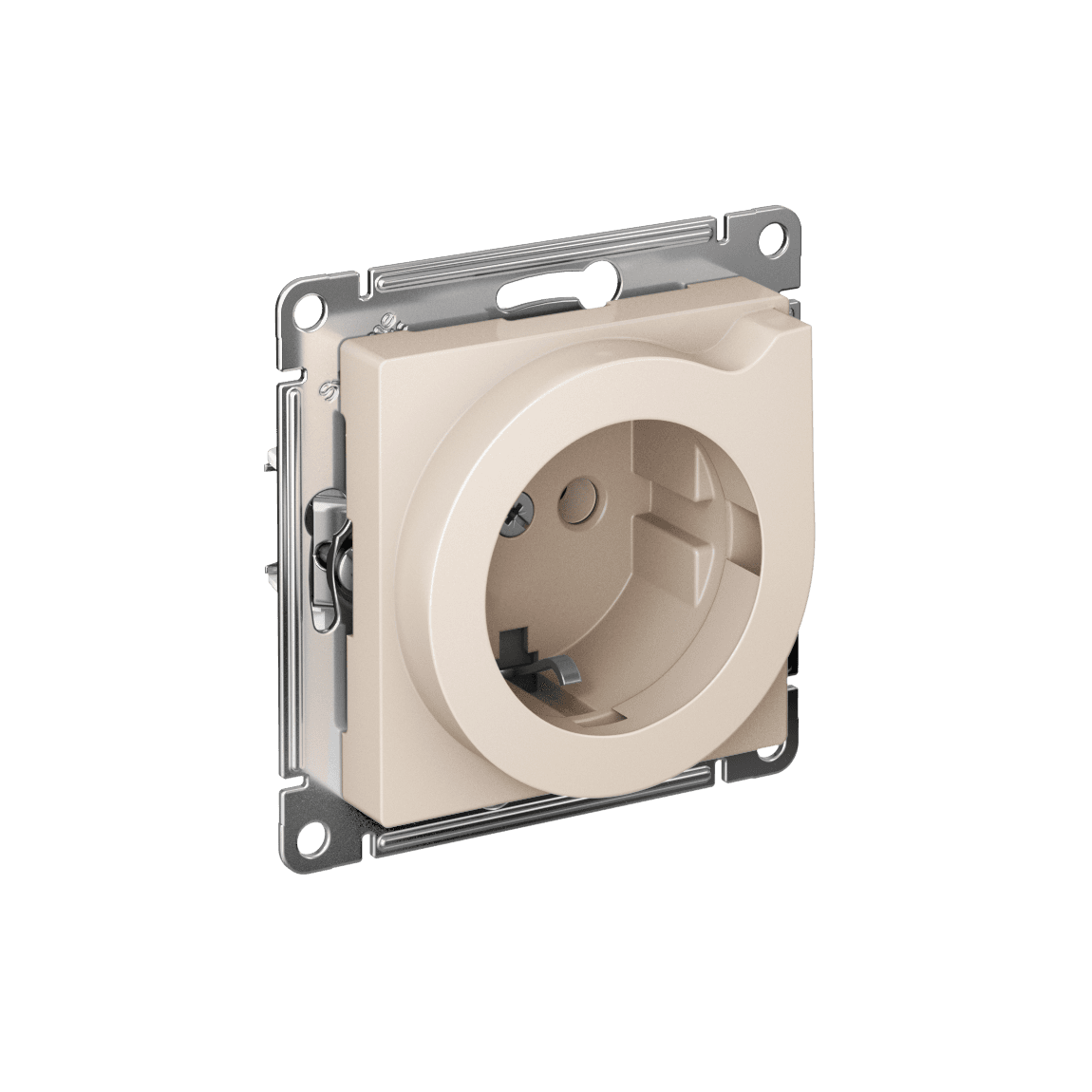 Systeme Electric AtlasDesign Бежевый Розетка с заземлением со шторками с выталк., 16А,мех., быстрозажим. клем.