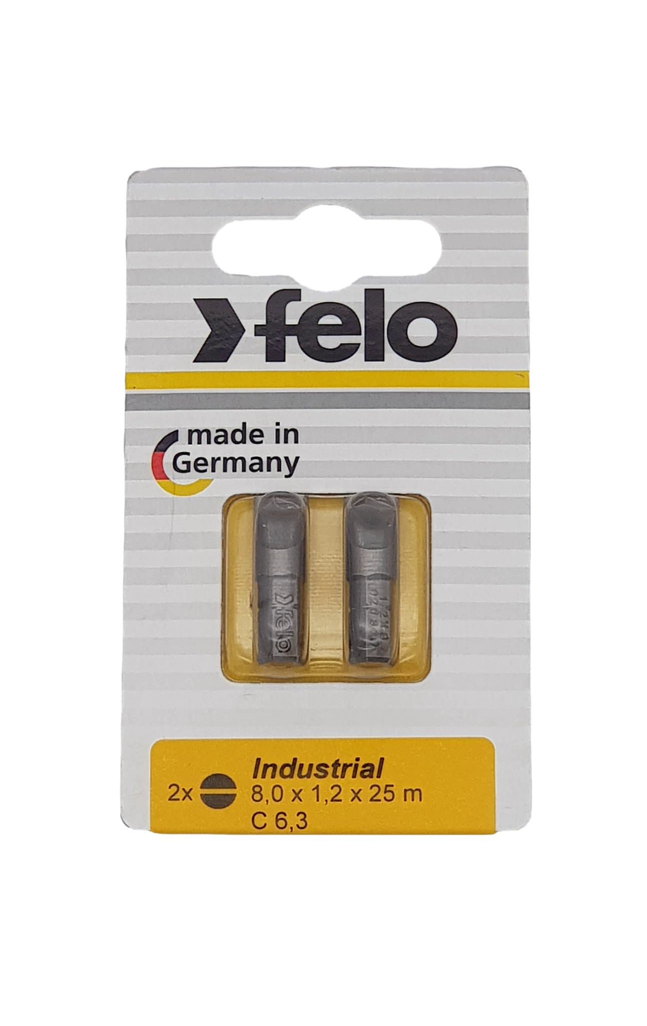 Felo Бита Плоская шлицевая 8X1,2X25, серия Industrial, 2шт в блистере 02080036