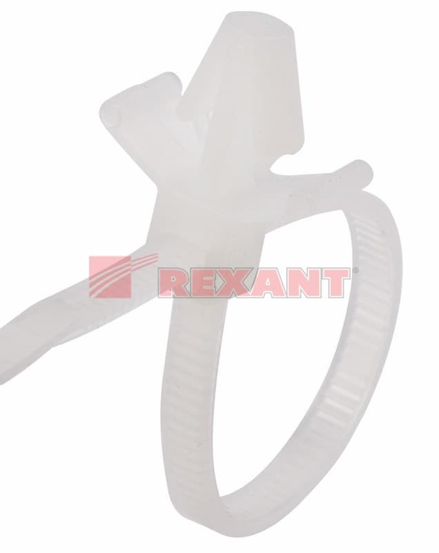 Хомут с крепеж.пистоном 100 x 2,5 мм 100 шт белый Rexant 07-0107 — миниатюра 2