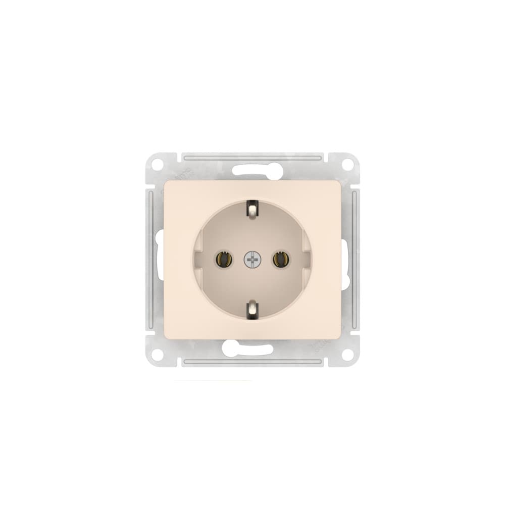 Systeme Electric Glossa Бежевый Розетка с заземлением, 16А, мех., быстрозажим. клем. — миниатюра 4
