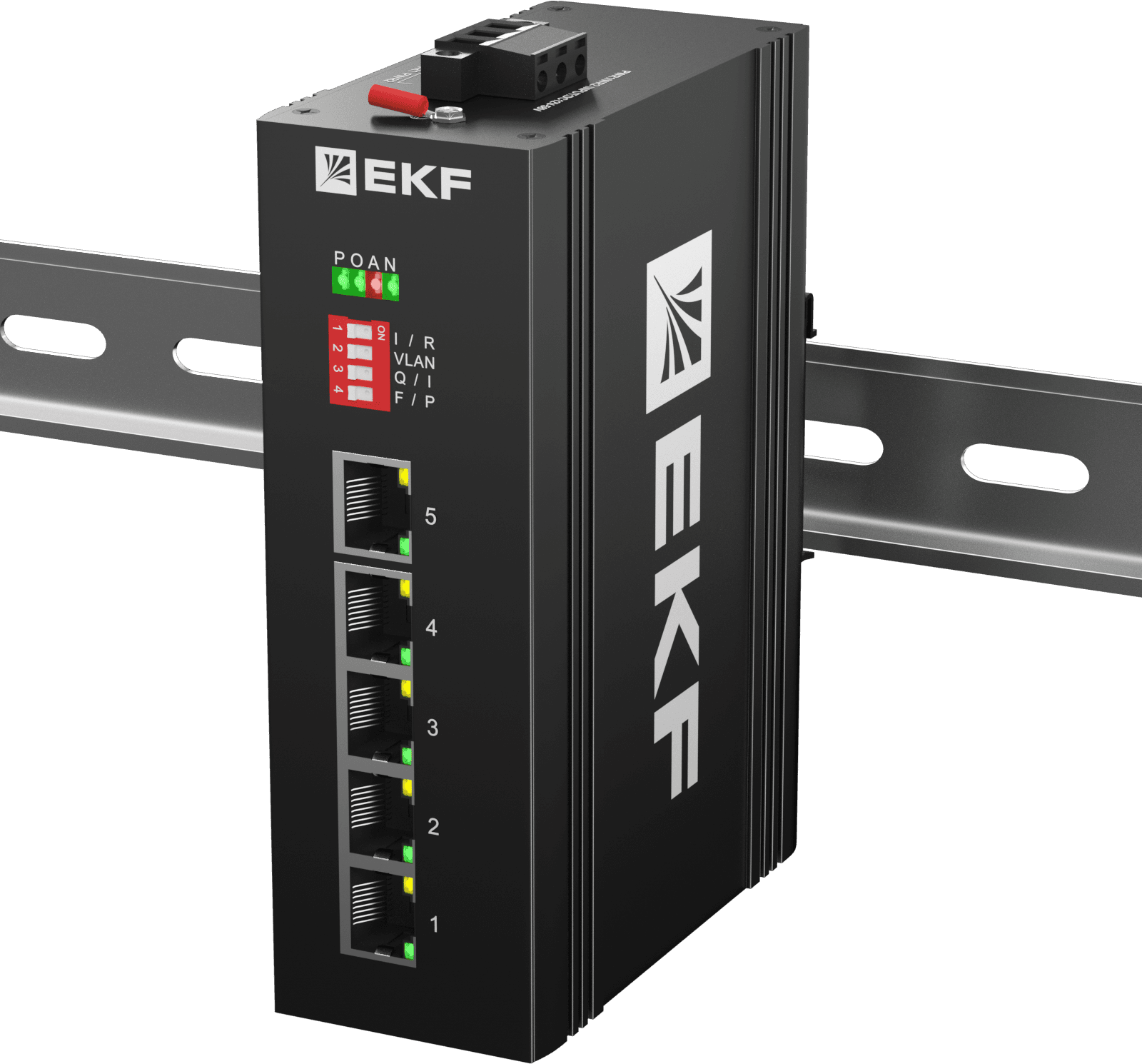 EKF Промышленный неуправляемый коммутатор U-5GT, 5 портов 10/100/1000Base-T(X) RJ45, монтаж на динрейку TSX