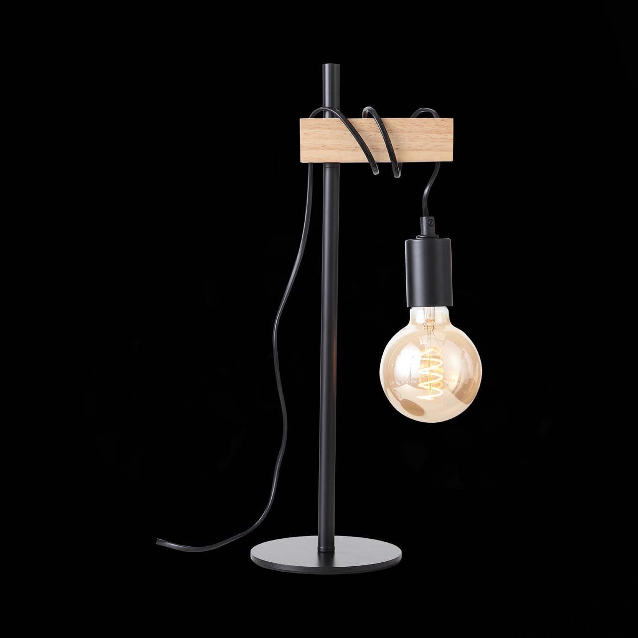 Evoluce SL1142.404.01 Настольная лампа Черный, Светлое дерево E27 1*60W — миниатюра 3
