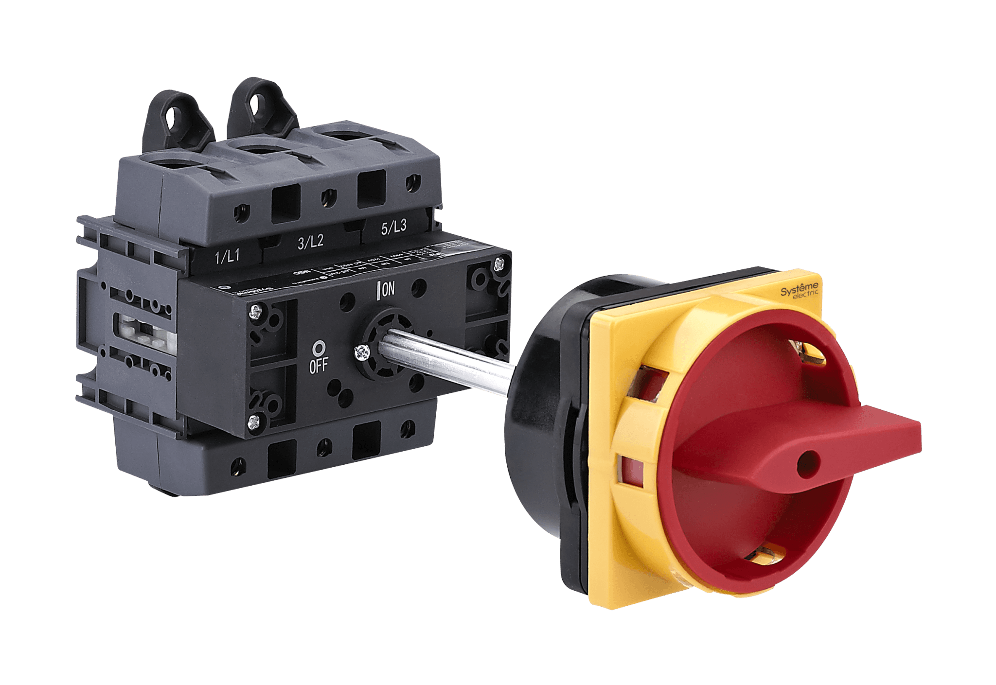 Systeme Electric Выключатель-разъединитель 3P 175A IP20 с красной выносной рукояткой на дин-рейке/плате с замком