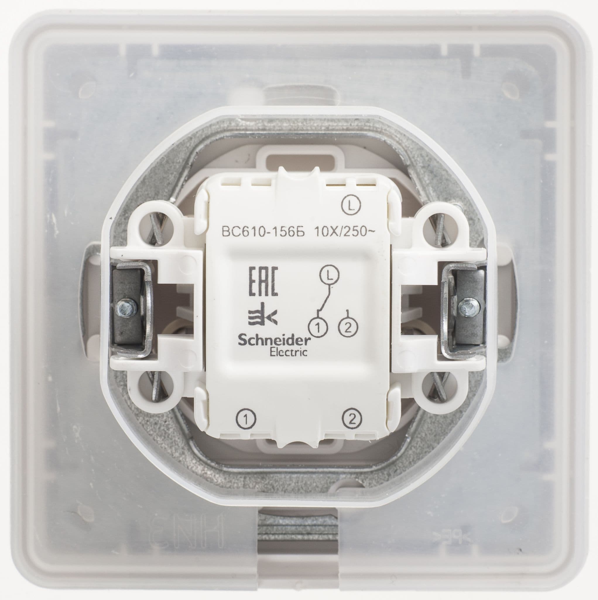 Systeme Electric Wessen 59 Aqua Бел Переключатель 1-клавишный, 10AX, IP44, (в сборе) — миниатюра 2
