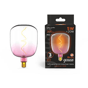 Gauss Лампа Filament V140 5W 200lm 1800К Е27 pink-clear flexible LED 1010802105 — миниатюра 1