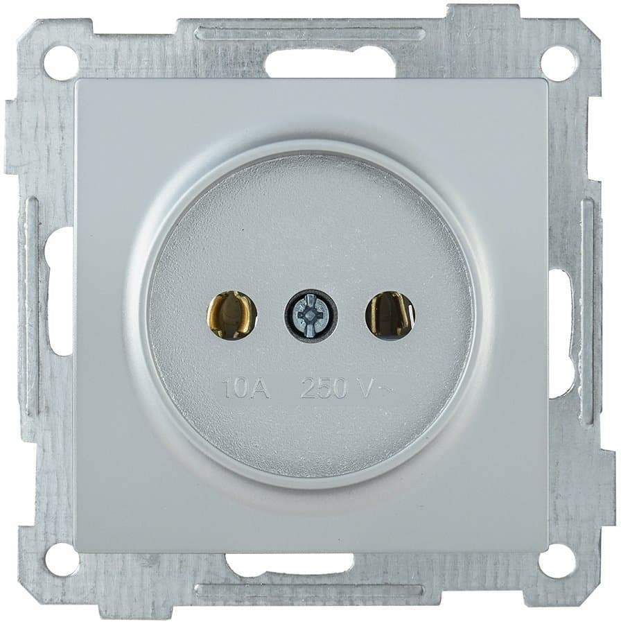IEK РС10-1-0-Б Розетка без з/к 10А BOLERO серебряный ERB10-K23-10