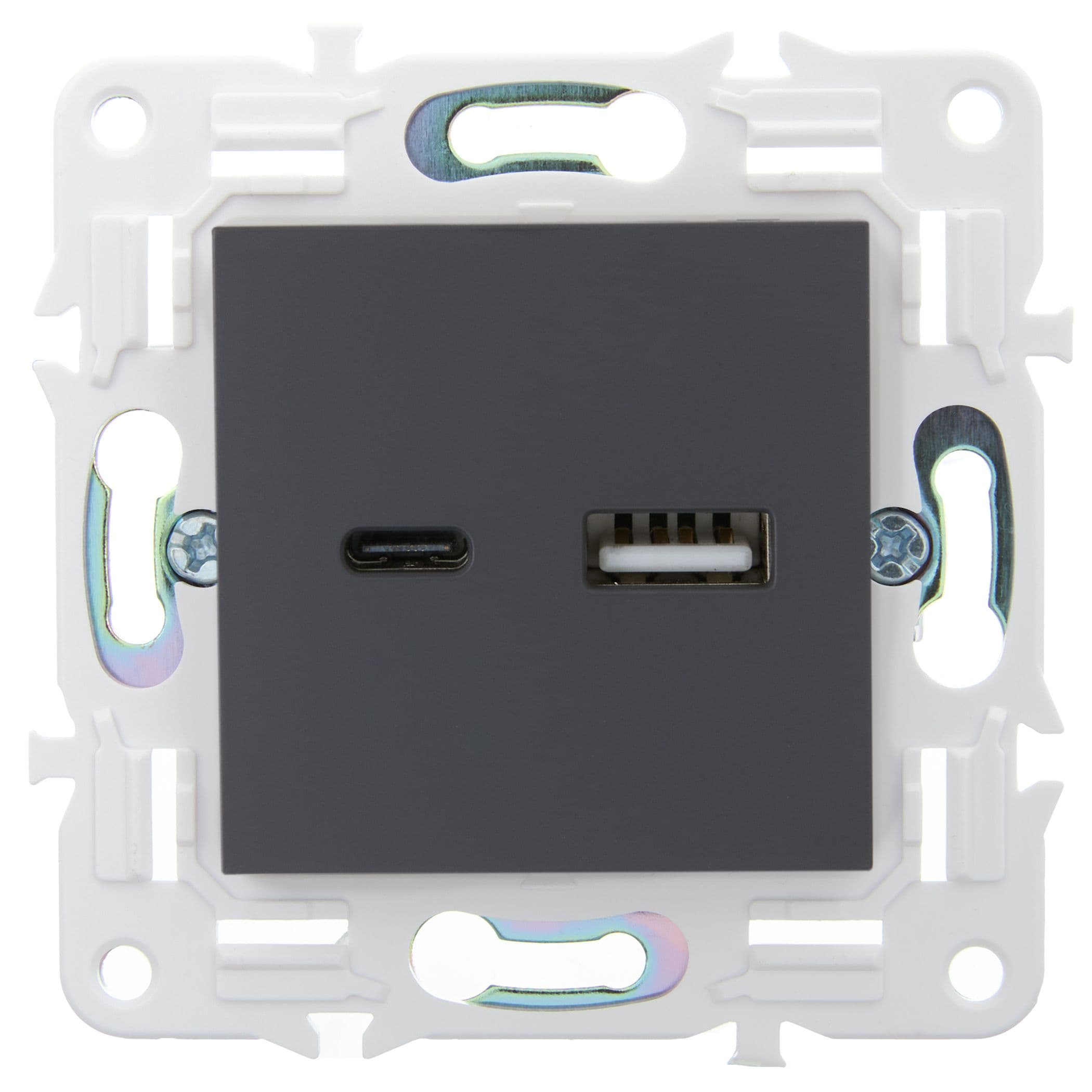 IEK SKANDY Титан Розетка USB A+C 3,1А SK-R14T — миниатюра 2