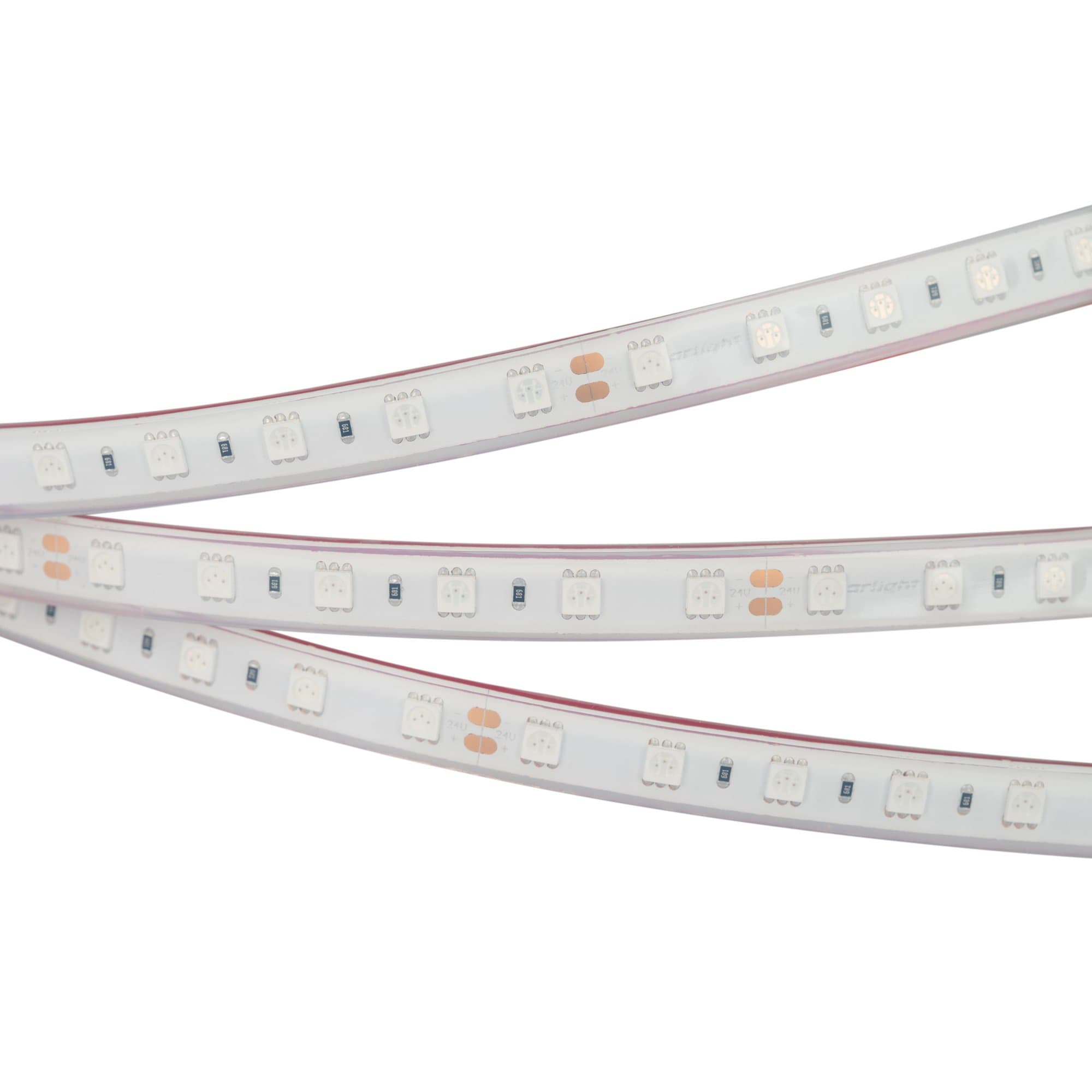 Arlight Светодиодная лента RTW 2-5000PGS 24V Yellow 2x (5060, 300 LED, LUX) (14.4 Вт/м, IP67) 014019 — миниатюра 1