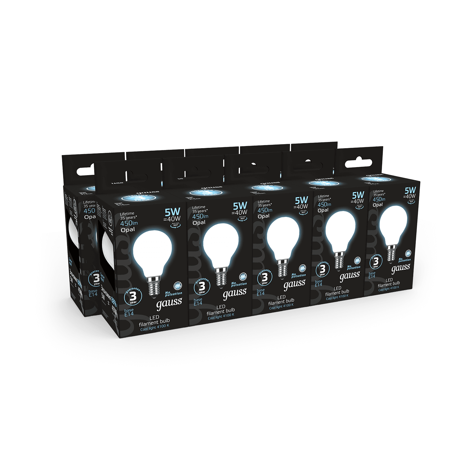 Gauss Лампа Filament Шар 5W 450lm 4100К Е14 milky LED 105201205 — миниатюра 6
